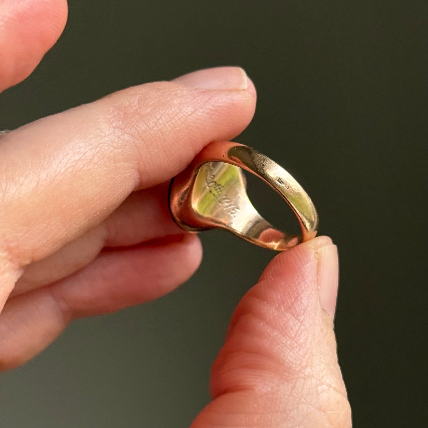 Antique Locket Signet Ring in 9 Carat Rose Gold; Circa 1914
