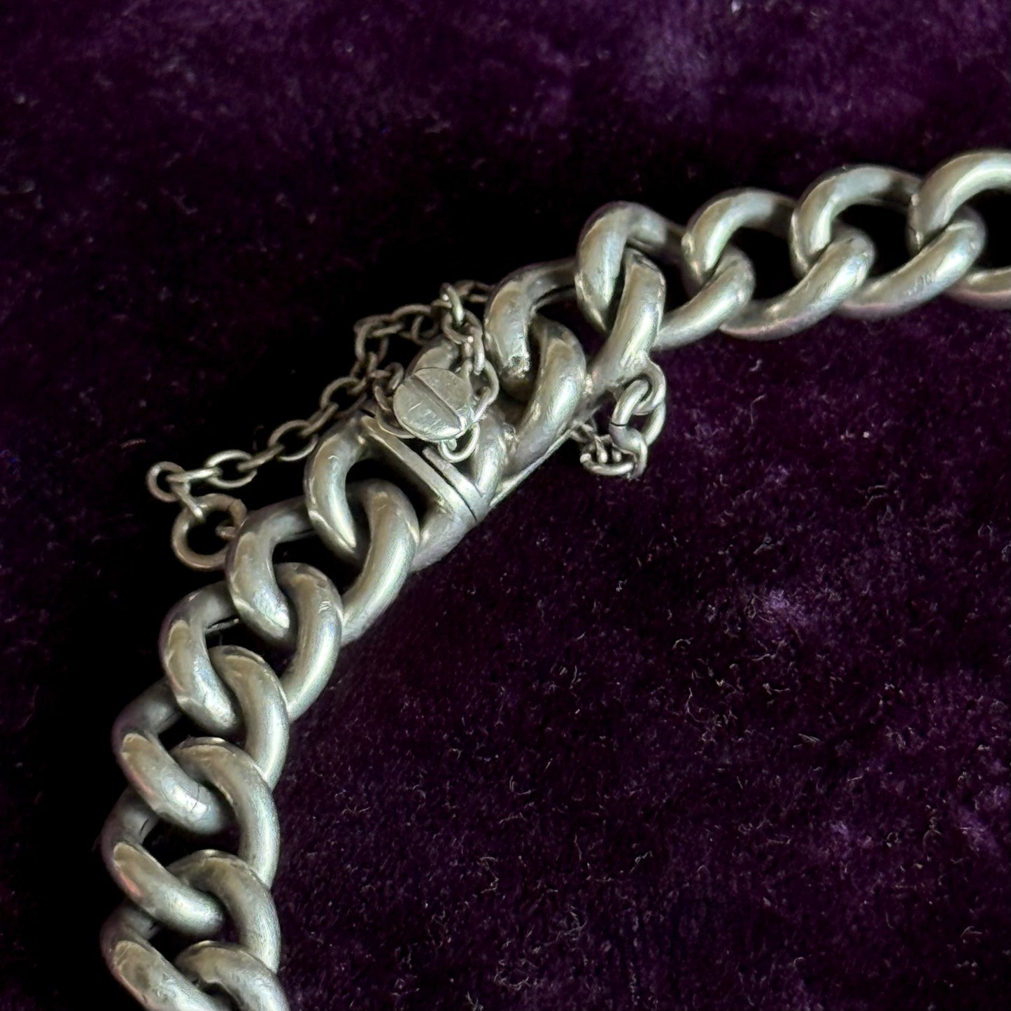 Antique Victorian silver Curb Chain Bracelet; Circa 1890
