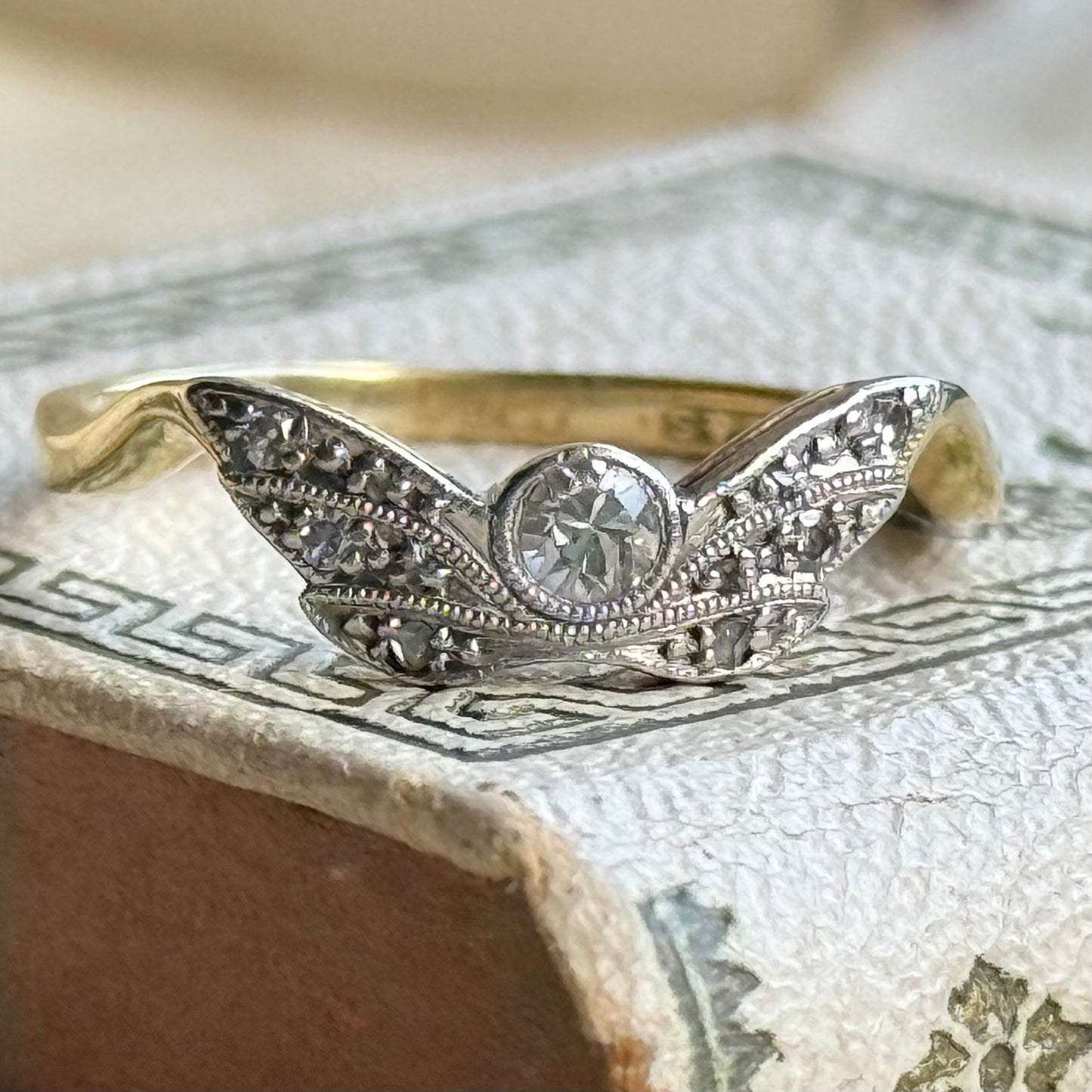 Antique Diamond Winged Ring in 18 Carat Gold; Circa 1900