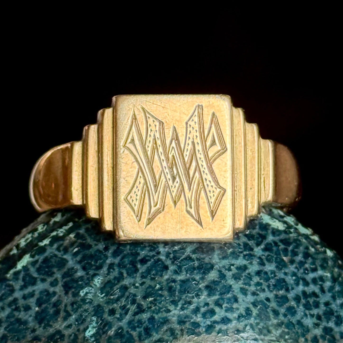 Heavy Vintage  Monogrammed Signet Ring; Circa 1936