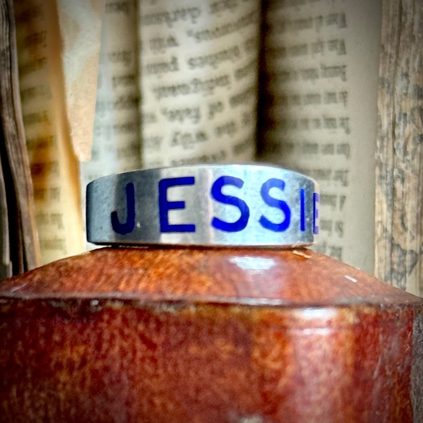 Victorian 'Jessie' Enamel Ring In Silver; Circa 1879