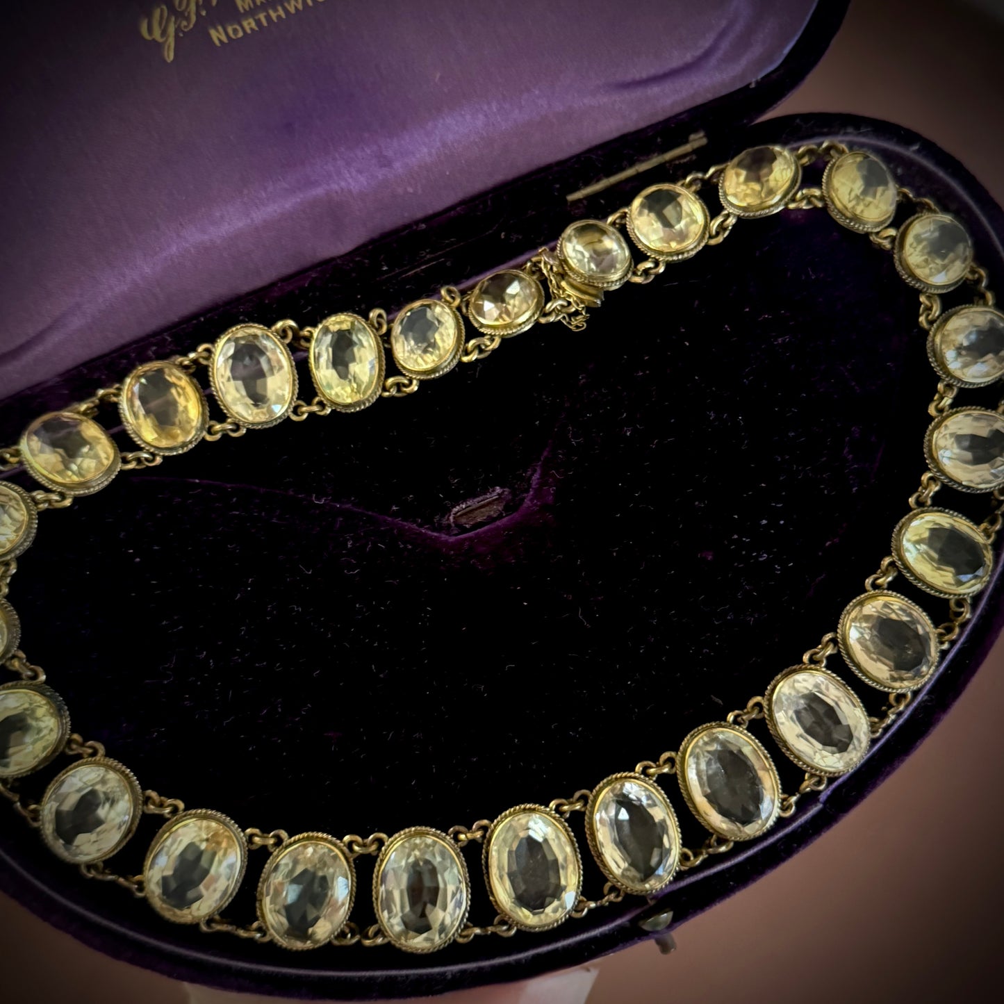 Antique Victorian Graduated Citrine Collet Necklace