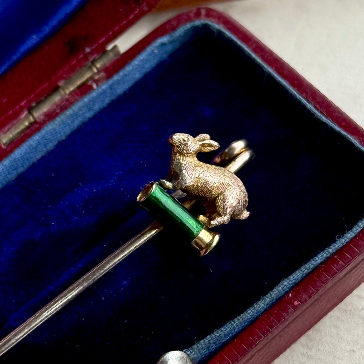 Antique Victorian Hare & Cartridge Brooch in 9 Carat Gold; Circa 1880