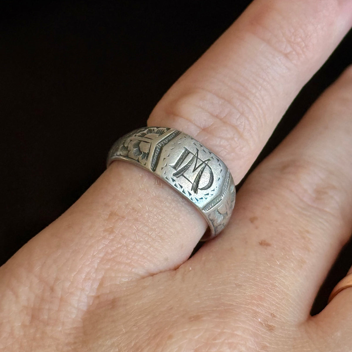 Antique Monogram Signet Ring in Silver; circa 1860