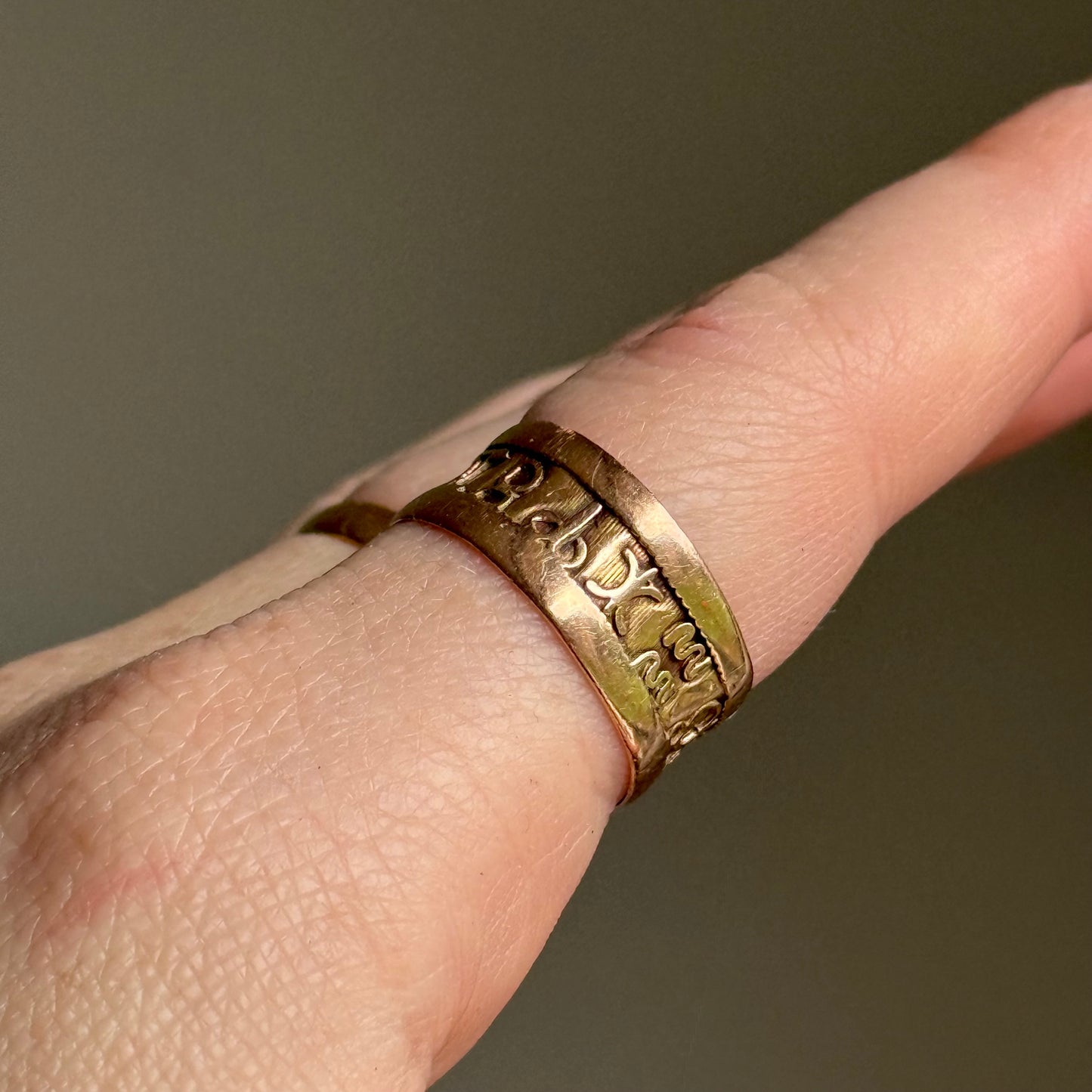 Antique Georgian Zodiac Ring in 9 Carat Gold; Circa 1800