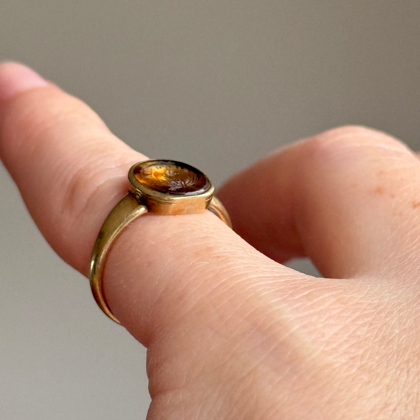 Antique 'Augusta' Citrine Intaglio Signet Ring