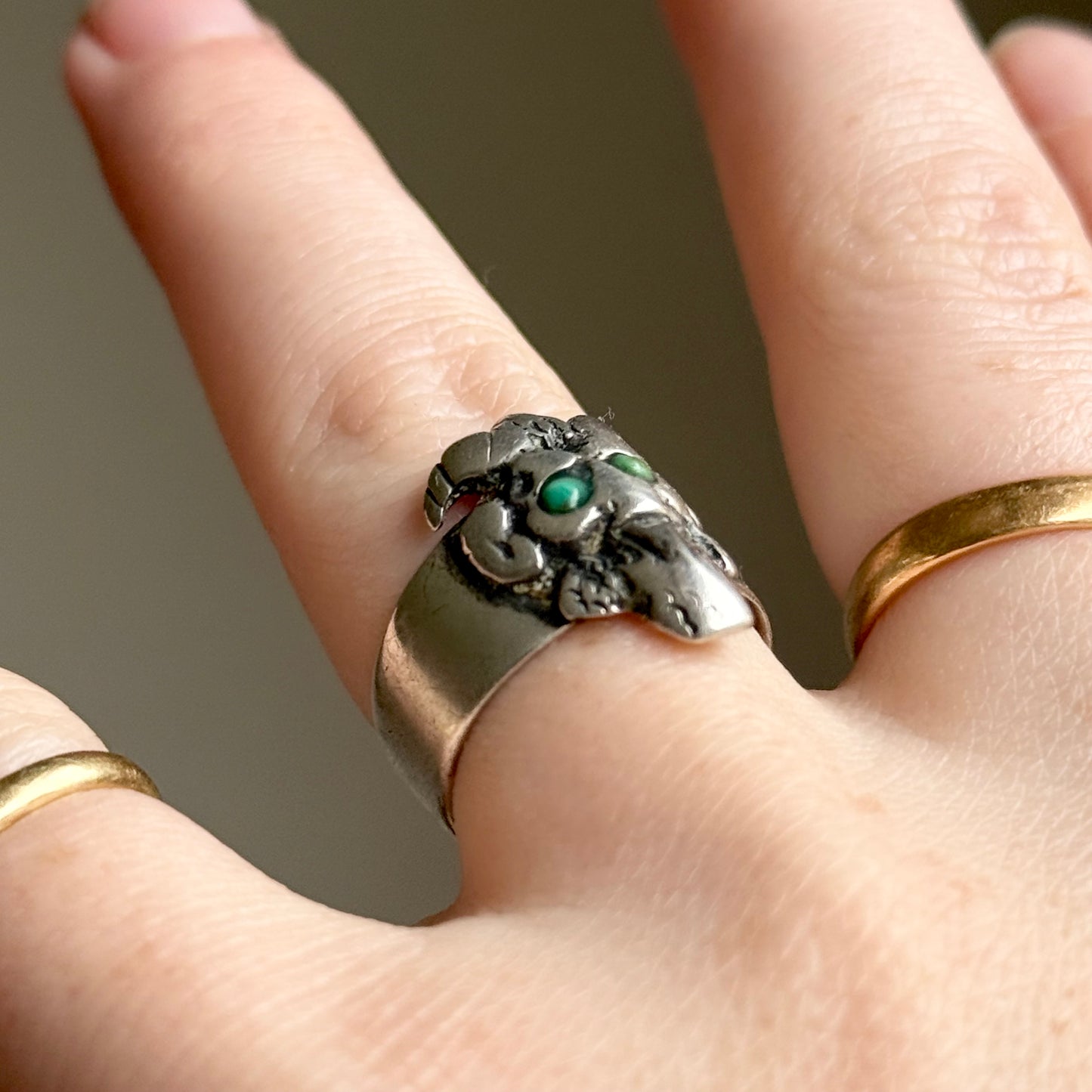 Antique Victorian Devil's Head Ring in Silver