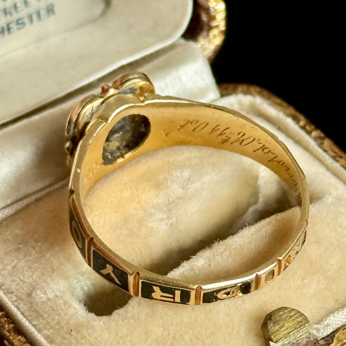 Antique Diamond Mourning Ring in 18 Carat Gol; Circa 1845