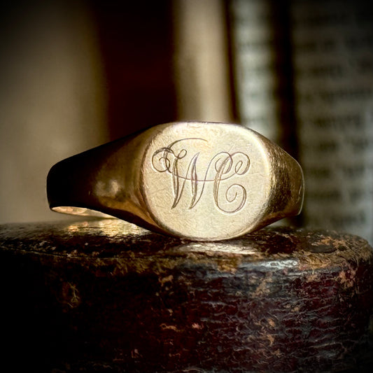 Antique Signet Ring in 9 Carat Rose Gold; Circa 1909