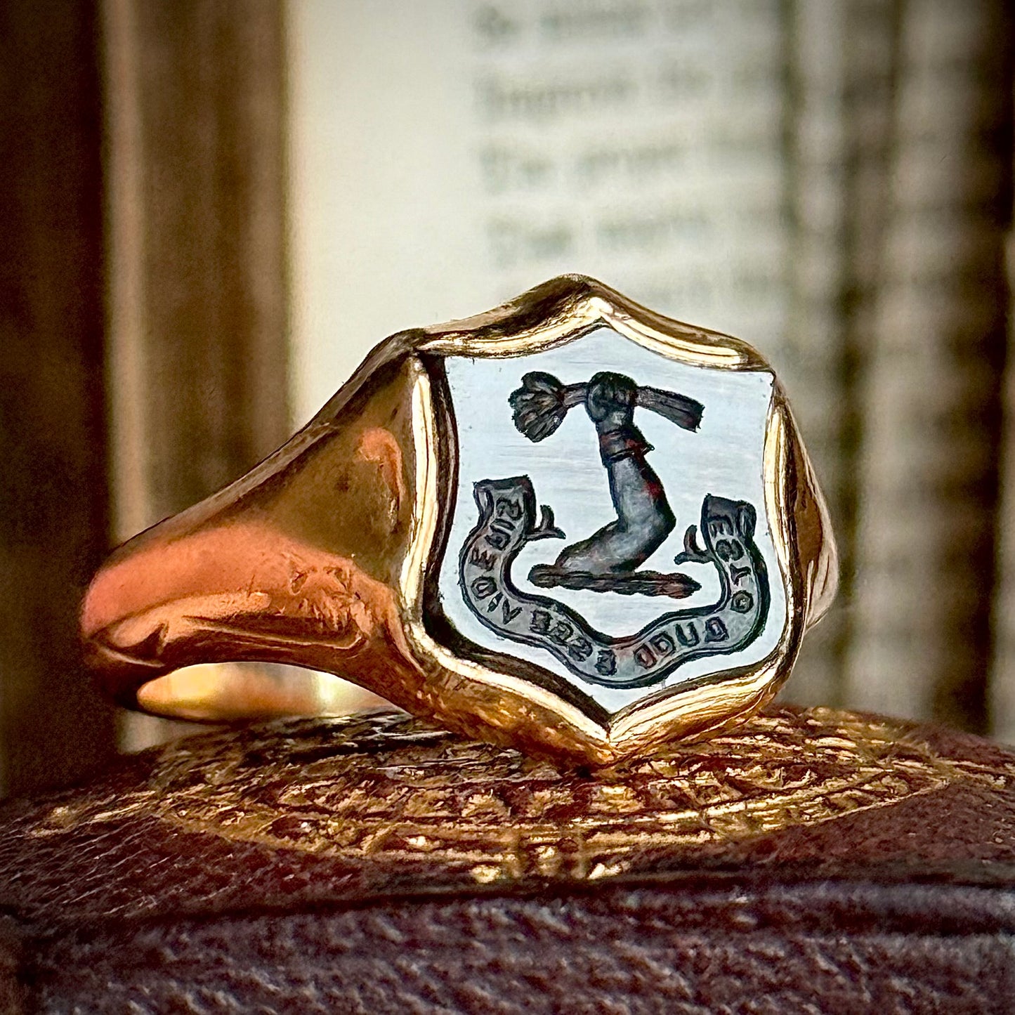 Antique Victorian Bloodstone Intaglio Signet Ring in 9 Carat Gold