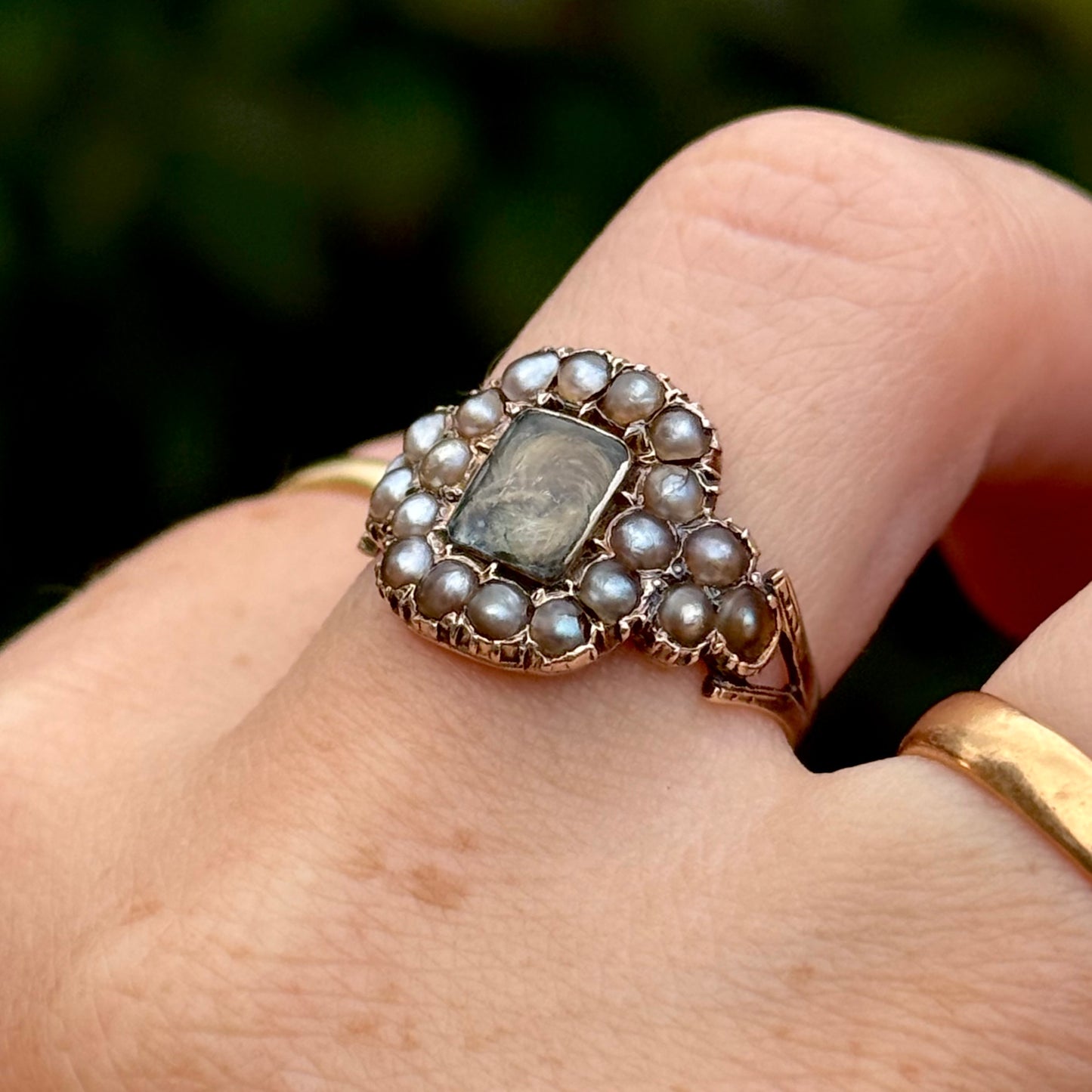 Antique Victorian Pearl Mourning Ring; Circa 1896