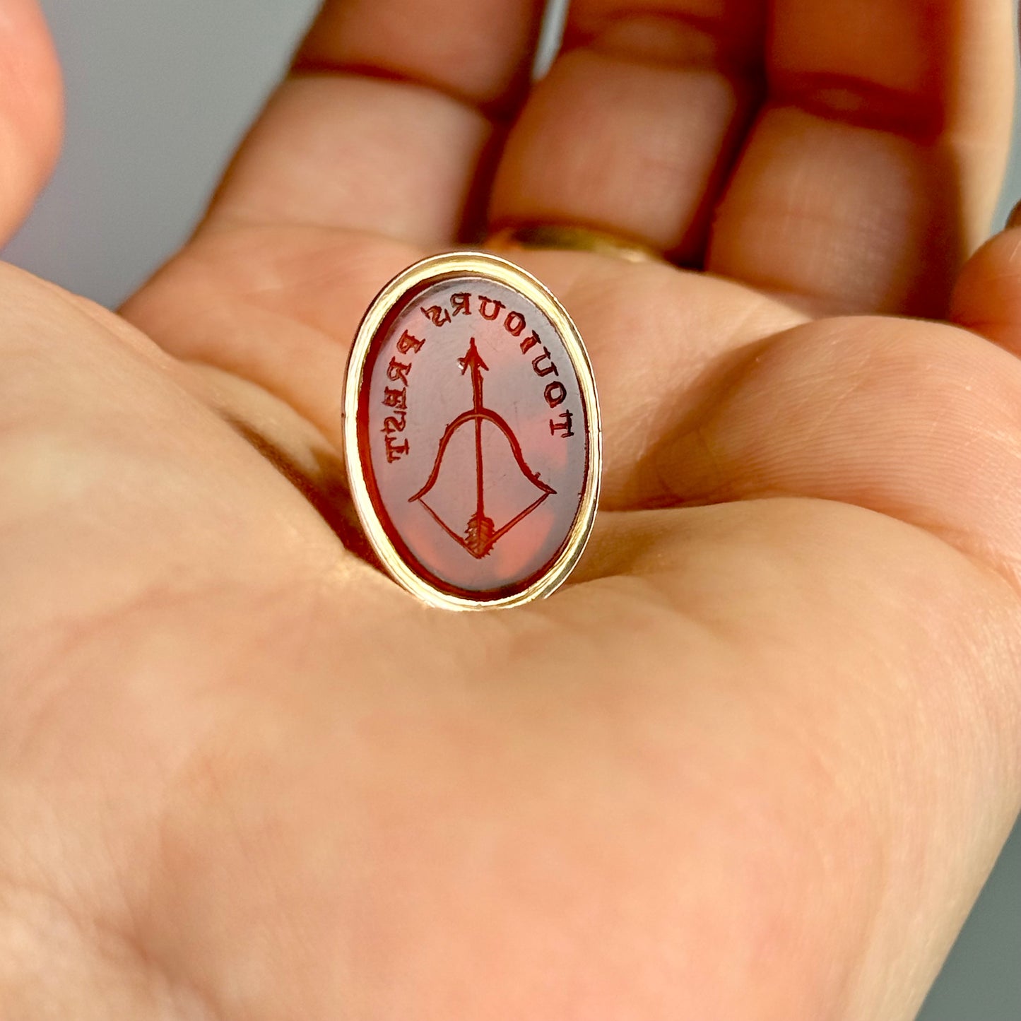 Antique Carnelian French Arrow Intaglio Fob Pendant