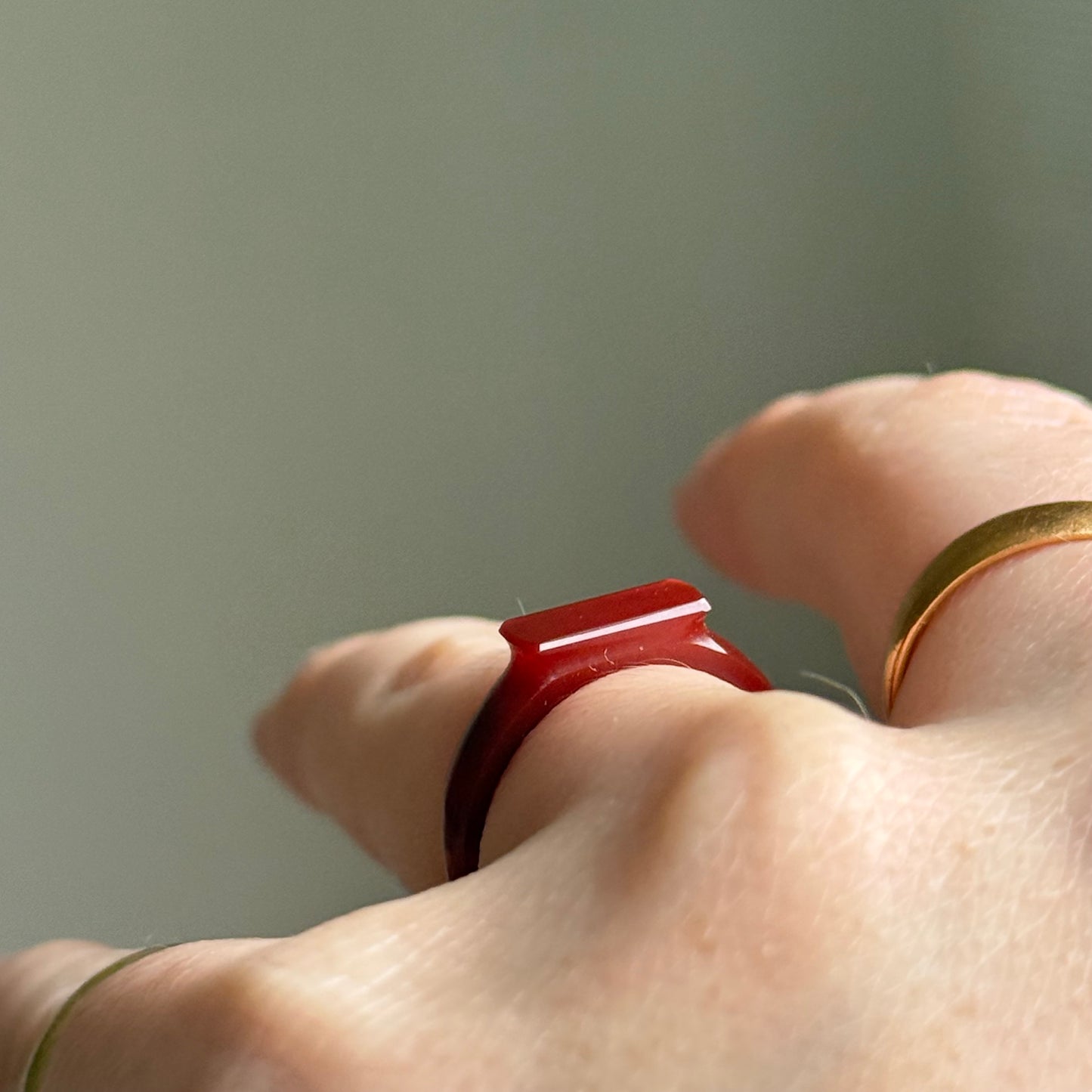 Antique Carnelian Carved Signet Ring; Circa 1880