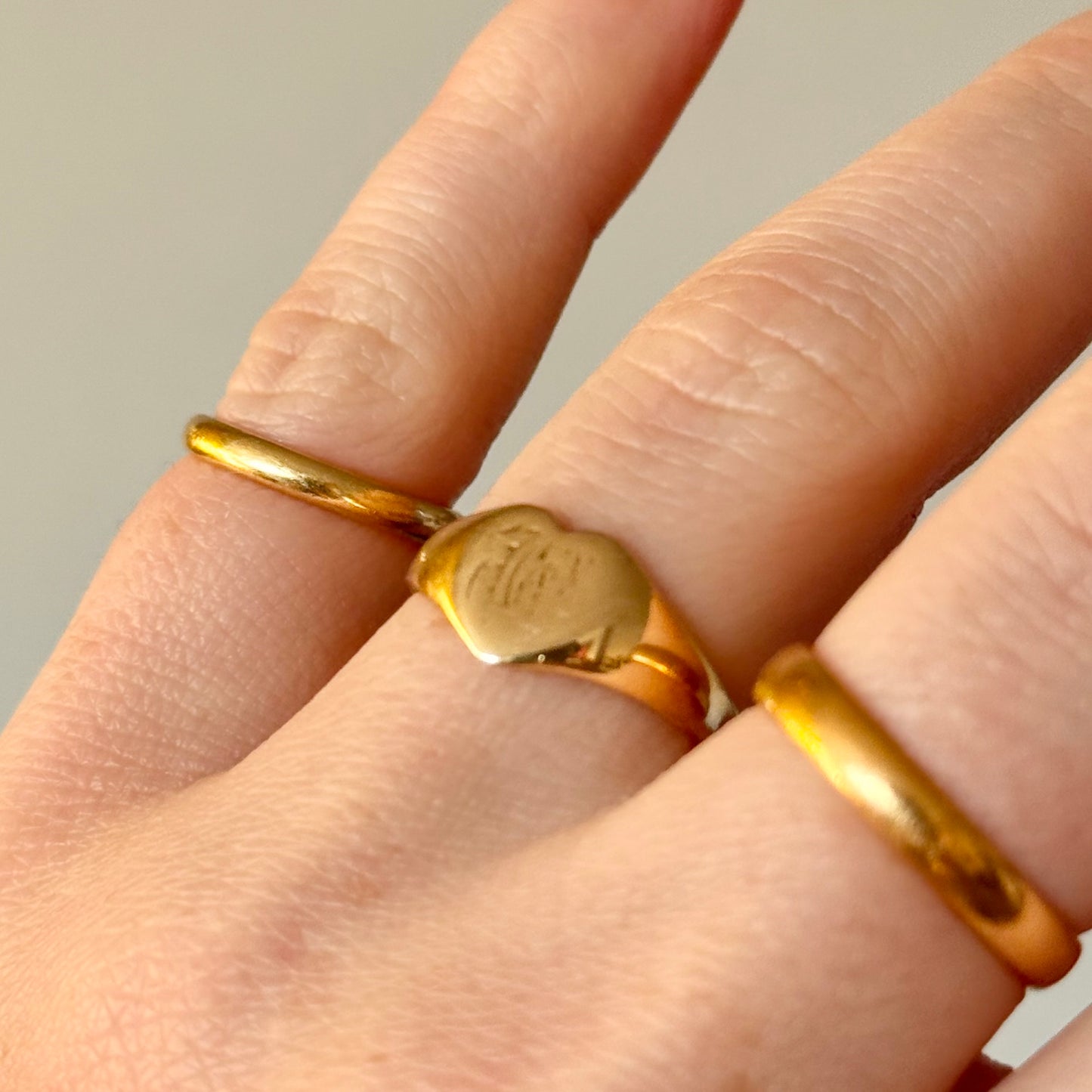 Vintage Heart Signet Ring in 9 Carat Gold; Circa 1981
