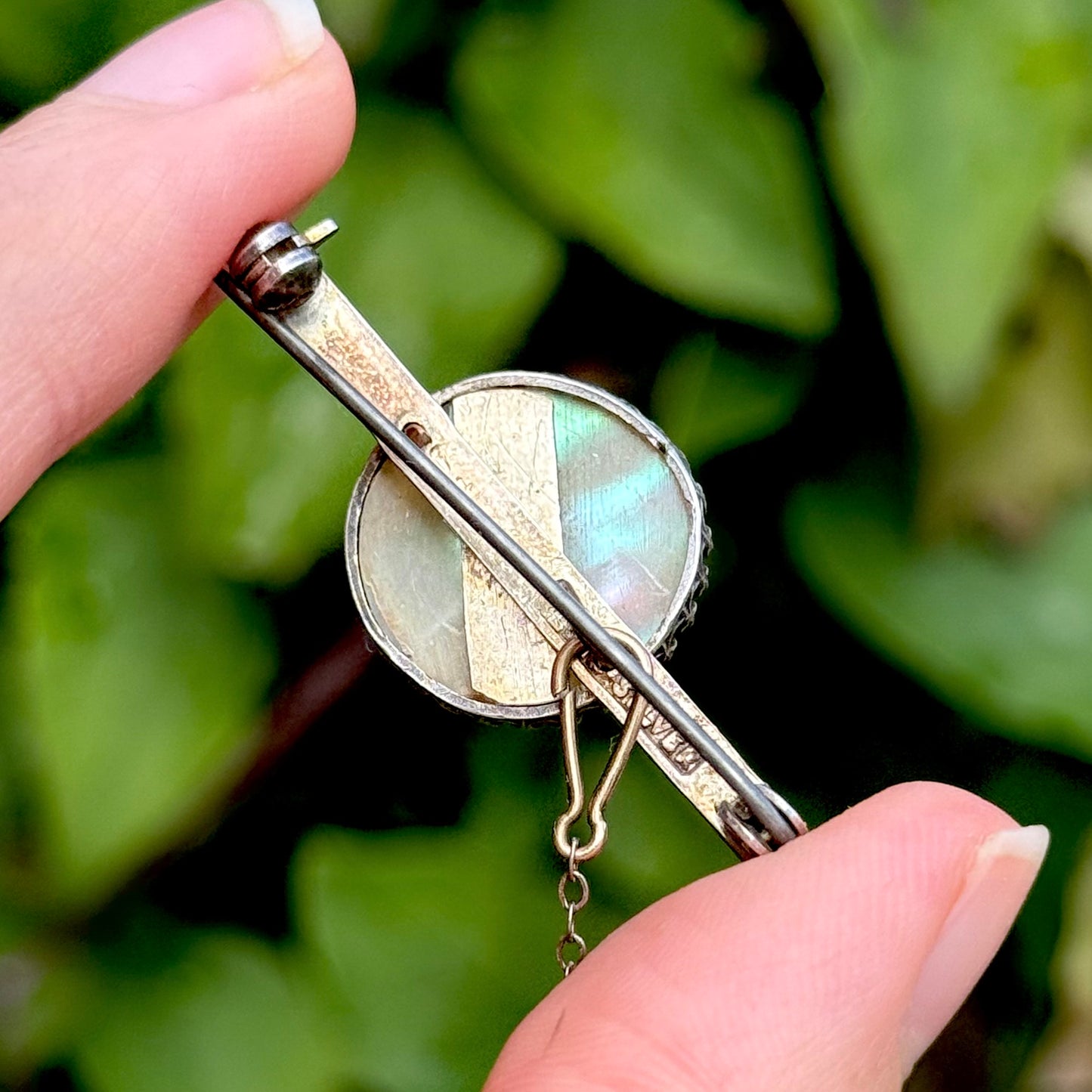 Victorian Man in the Moon Silver Brooch