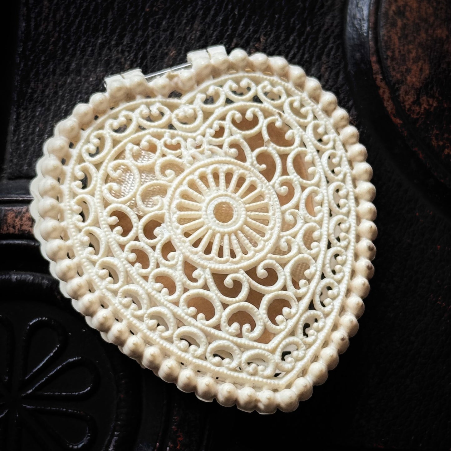 Vintage Early Plastic Filigree Ring Box