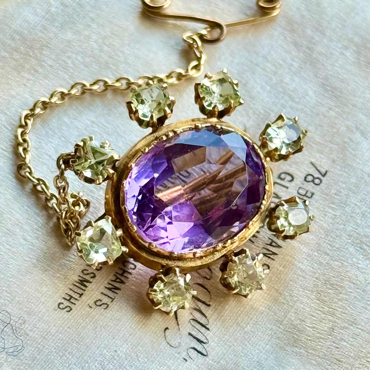 Victorian Ethereal Amethyst & Chrysoberyl Brooch