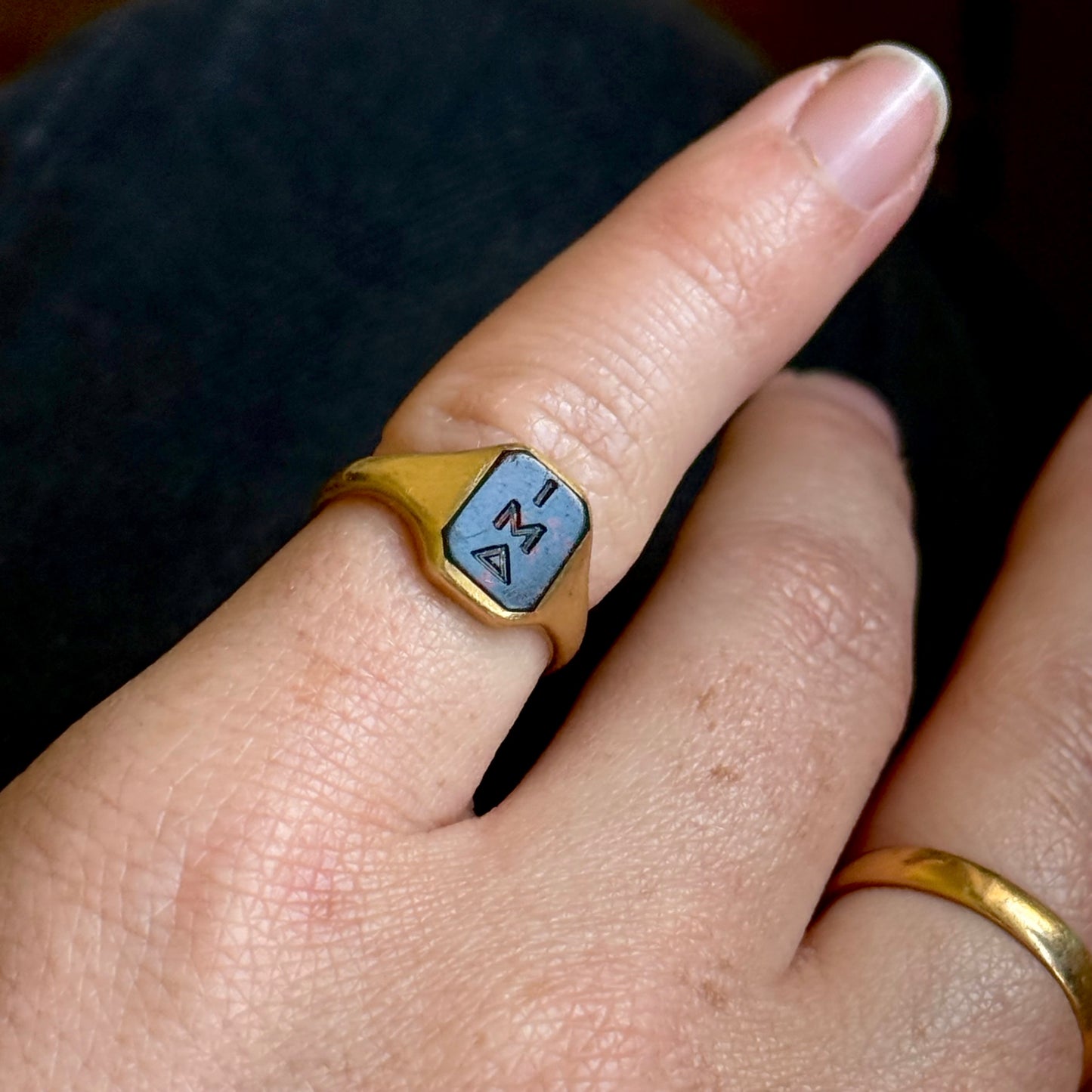 Antique Victorian Deakin & Francis Bloodstone Mourning Signet Ring