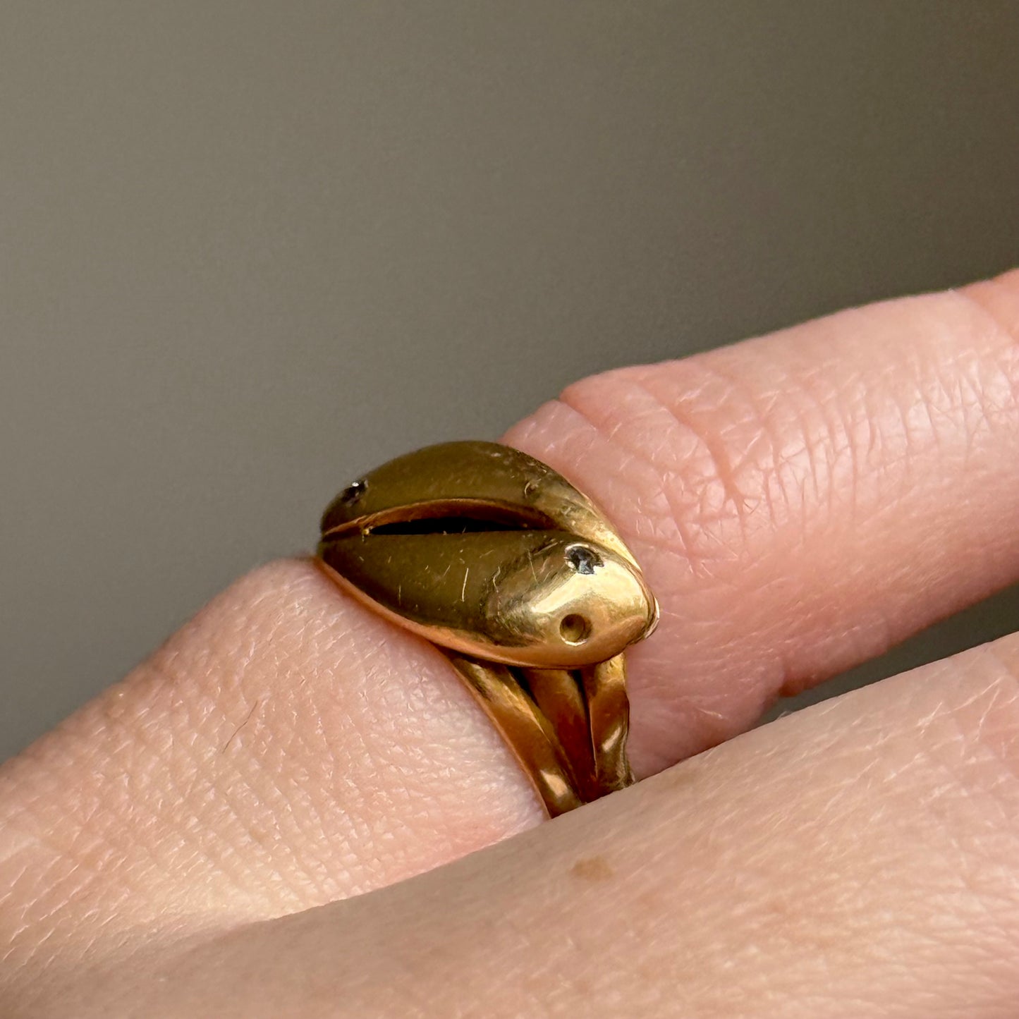 Victorian Diamond Double Snake Ring in 18 Carat Gold; Circa 1880