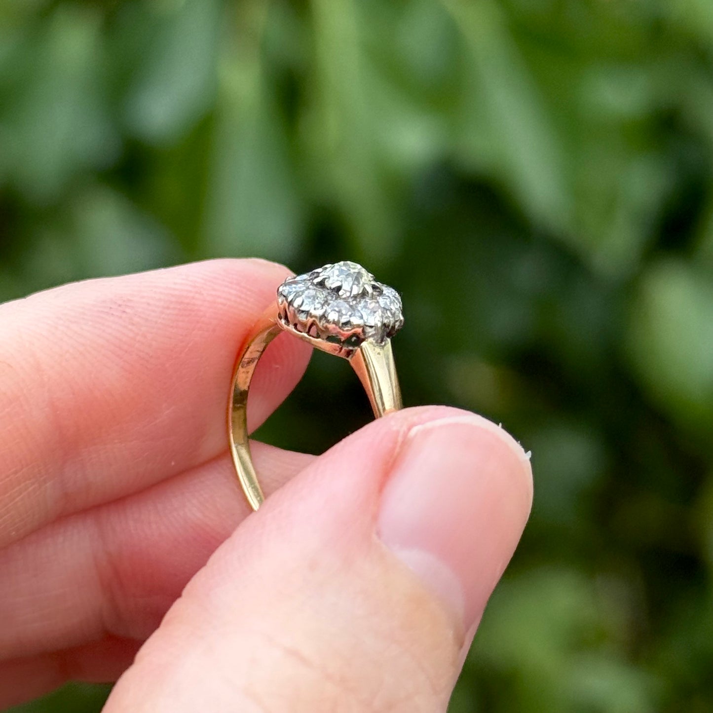 Antique Victorian Diamond Cluster Ring in 18 Carat Gold; Circa 1880