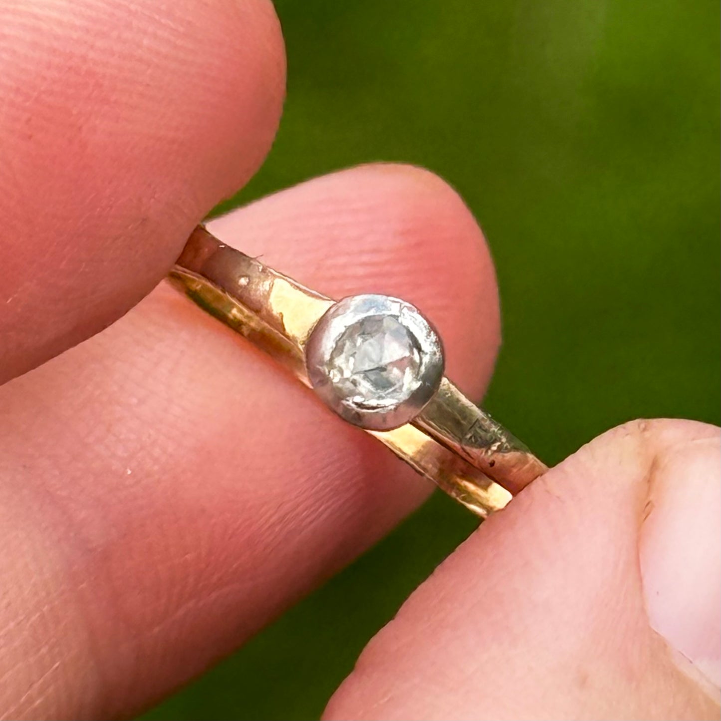 Vintage Rose Cut Solitaire Ring in 9 Carat Gold