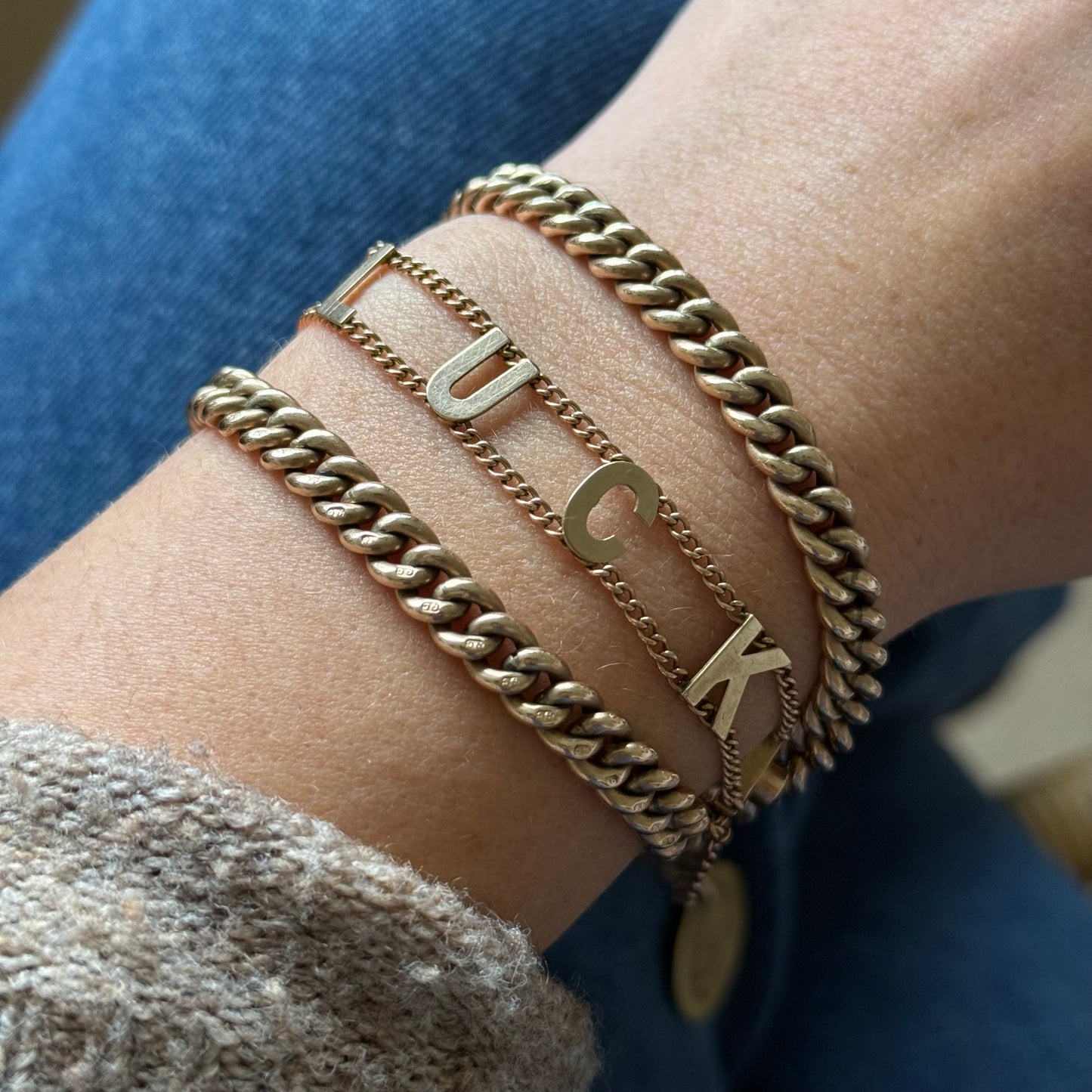 Antique Good Luck Bracelet in 9 Carat Rose Gold, Circa 1900