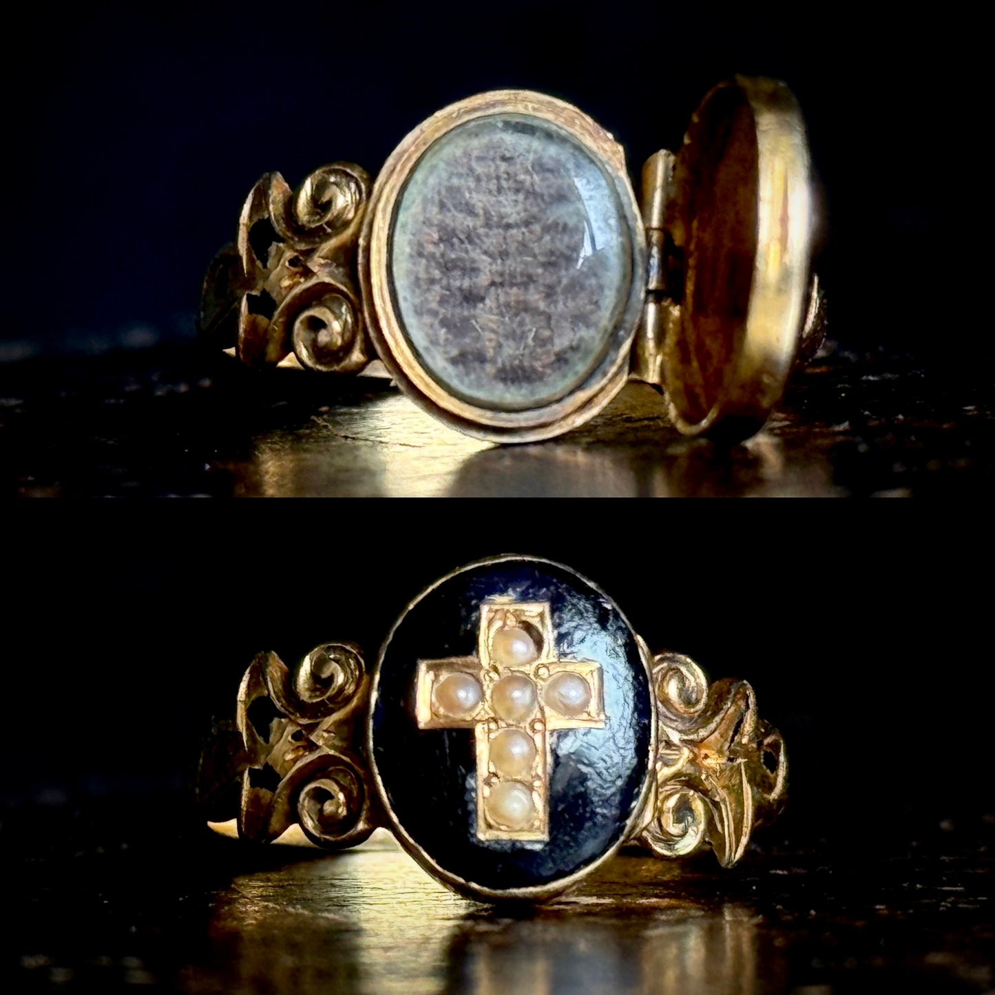 Antique Victorian Locket Mourning Ring