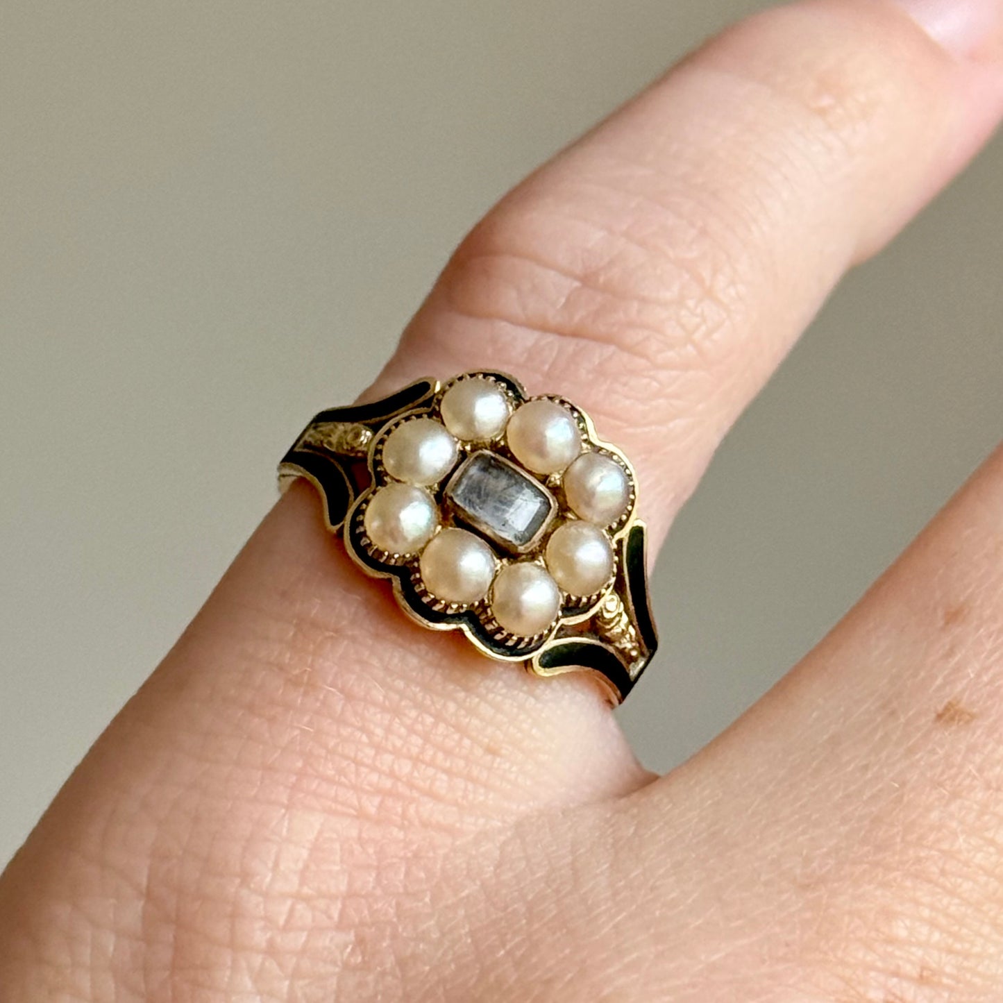 Georgian Era Hidden Locket Mourning Ring; Circa 1829