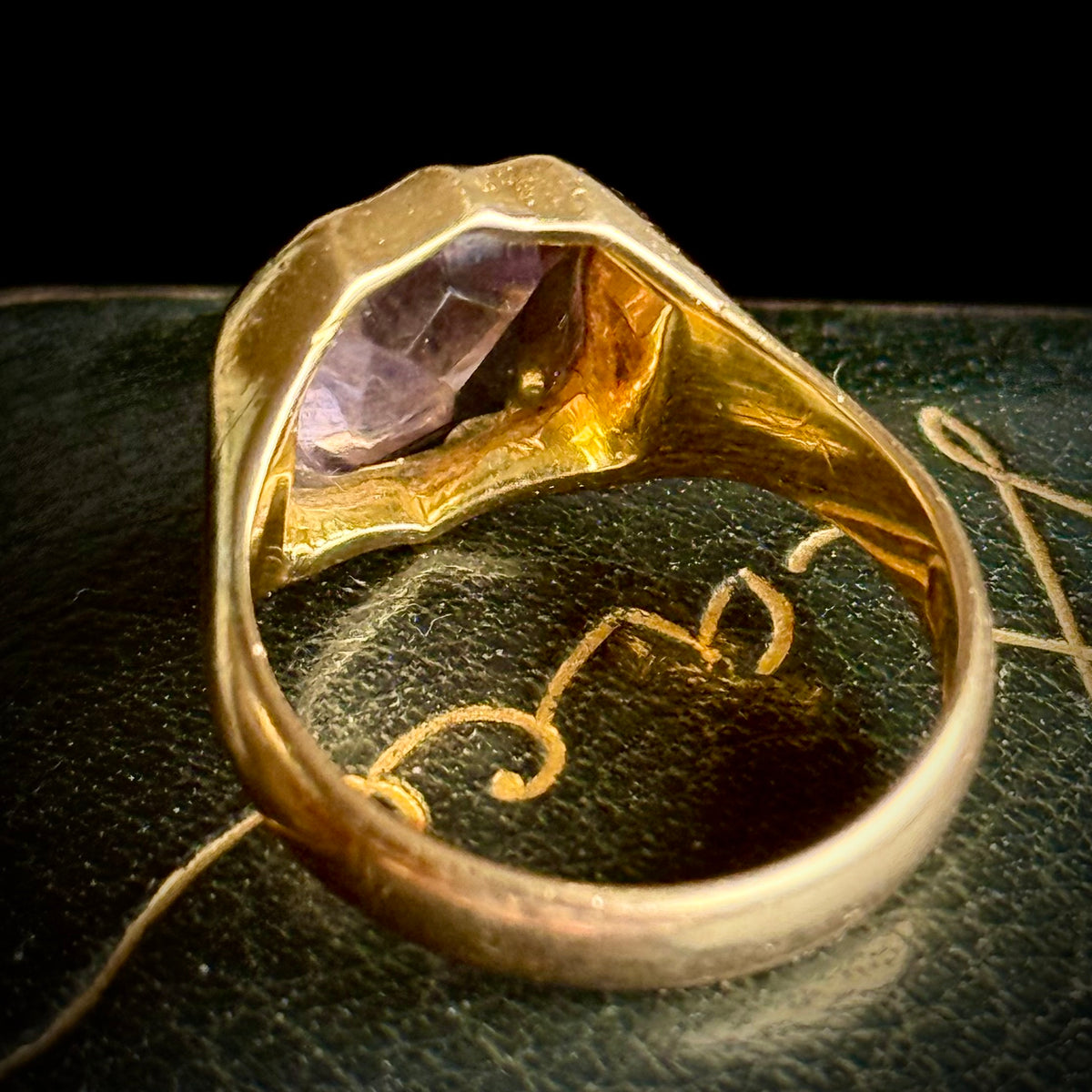 Antique Amethyst Signet Ring 18 Carat Gold; Circa 1908
