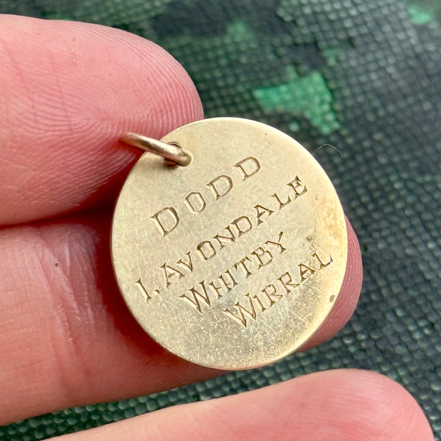 Vintage Wirral Address Pendant Token in 9 Carat Gold ; Circa 1964