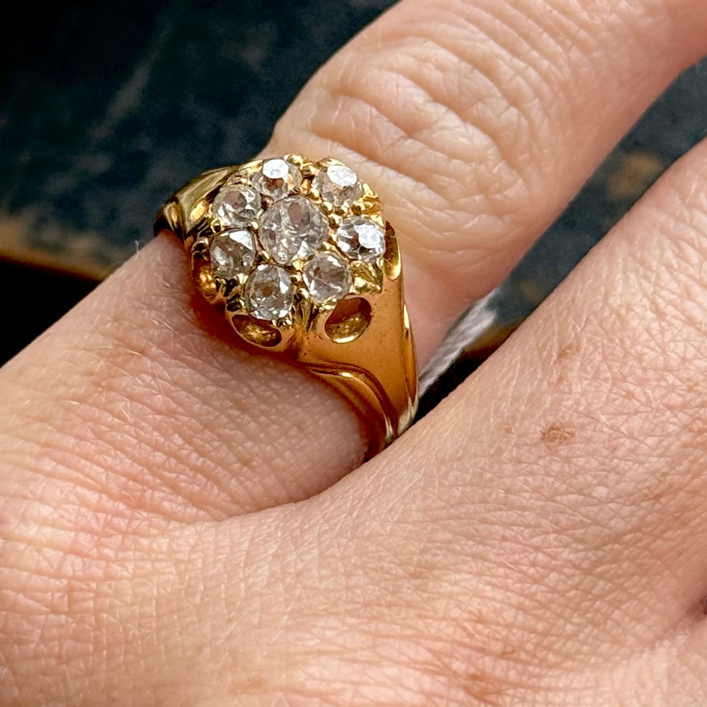Antique Diamond Cluster Ring in 18 Carat Gold; Circa 1890