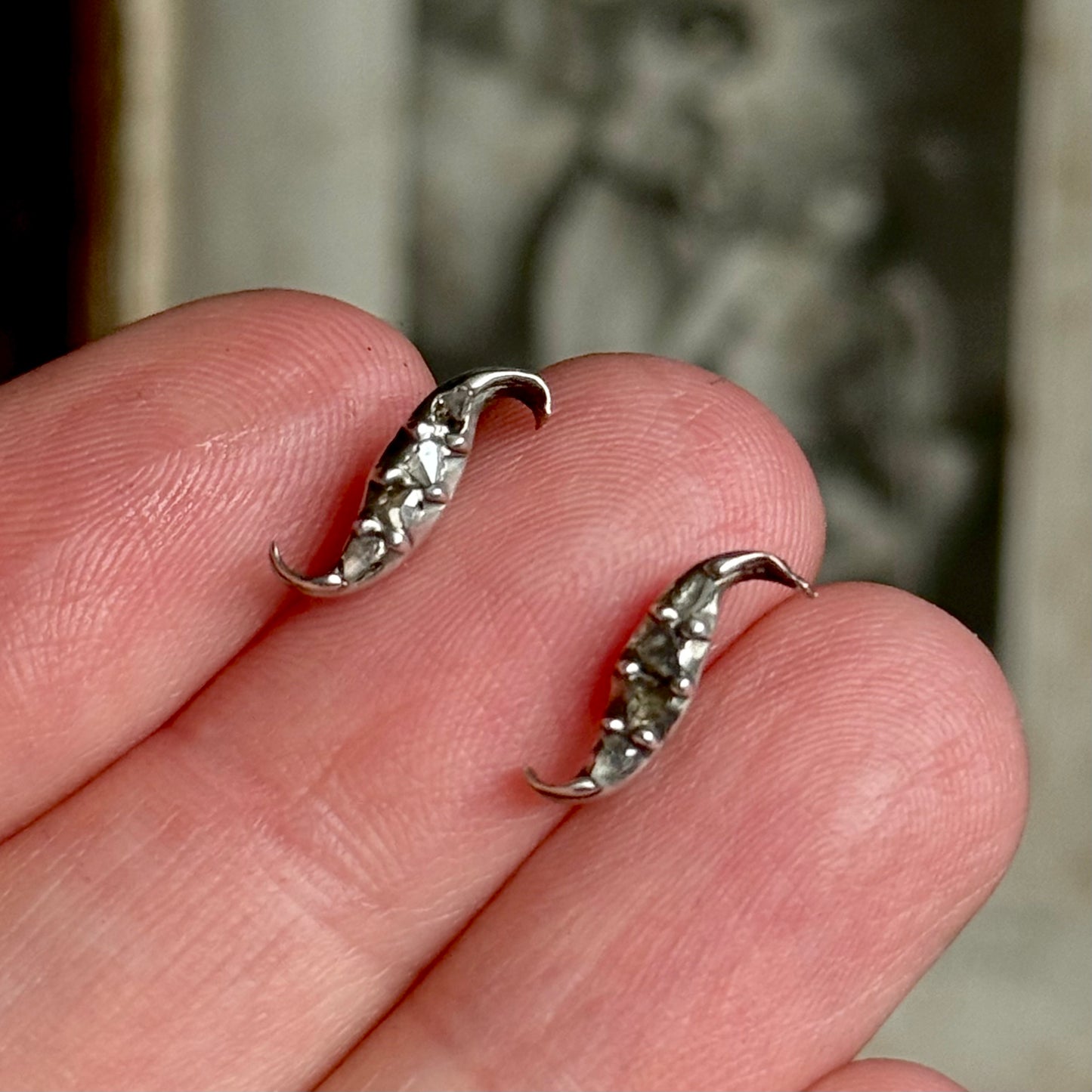 Antique Diamond Earrings in Silver