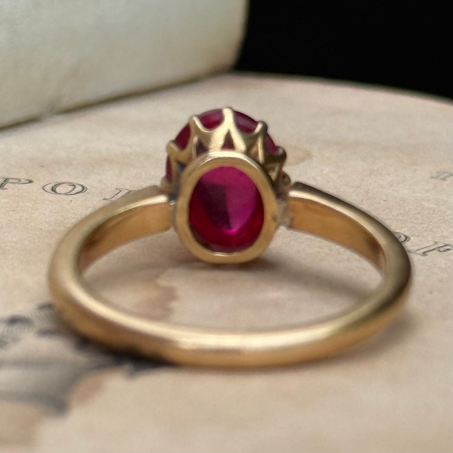 Antique Spinel Cabochon Ring; circa 1895