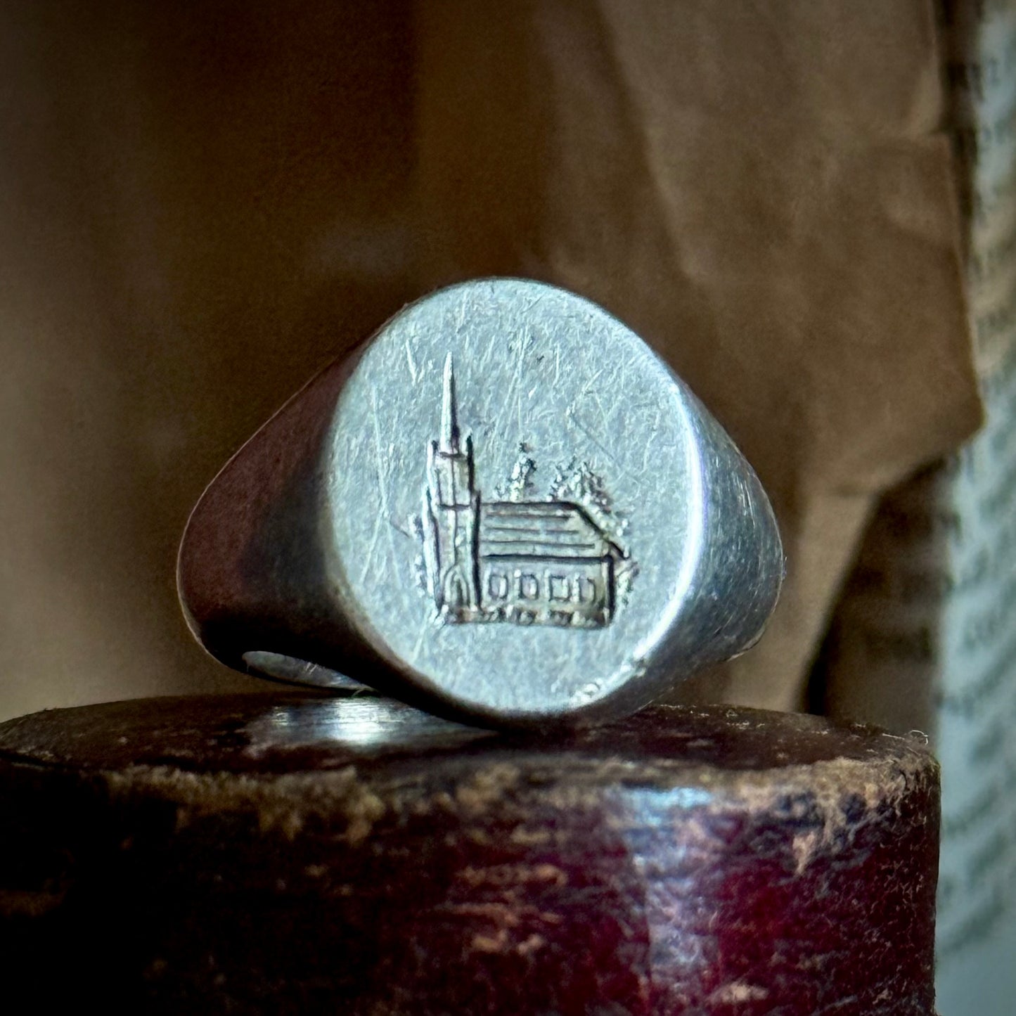 Antique Ecclesiastical Silver Signet Ring