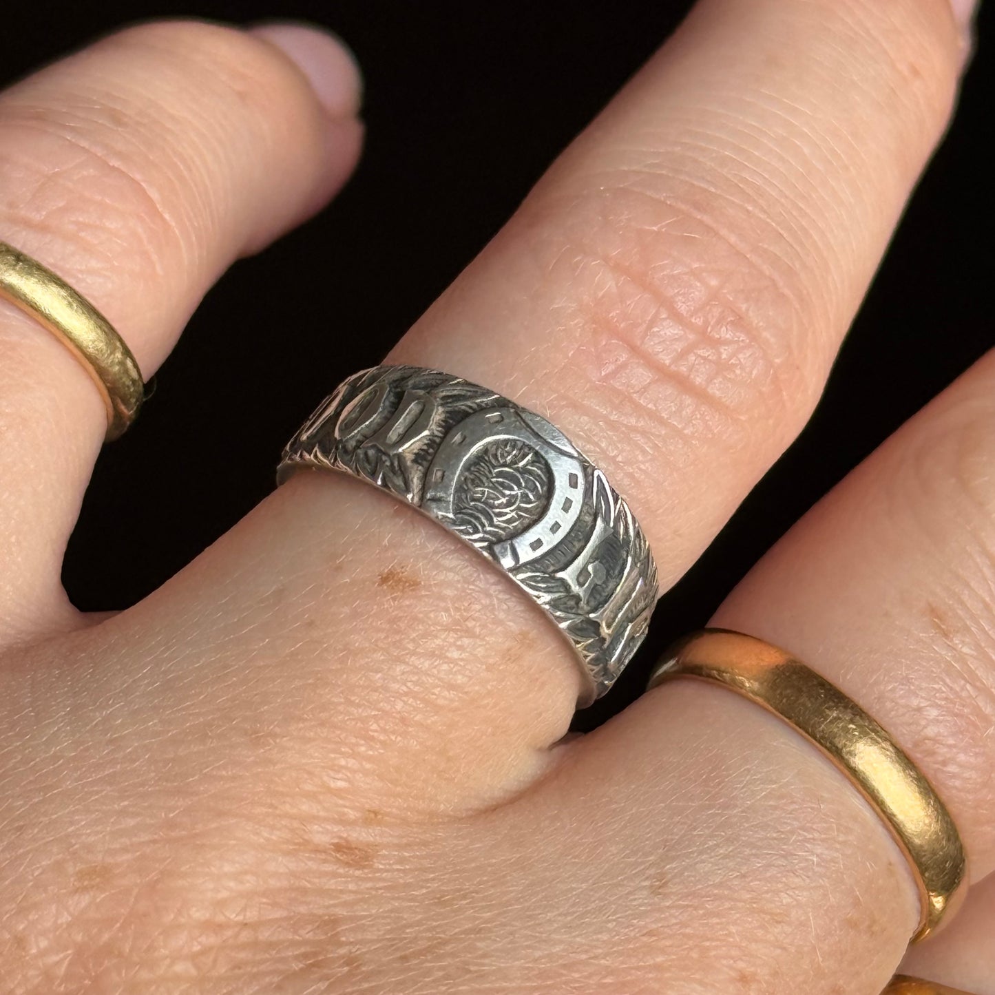 Antique Victorian Goodluck Ring; Circa 1899