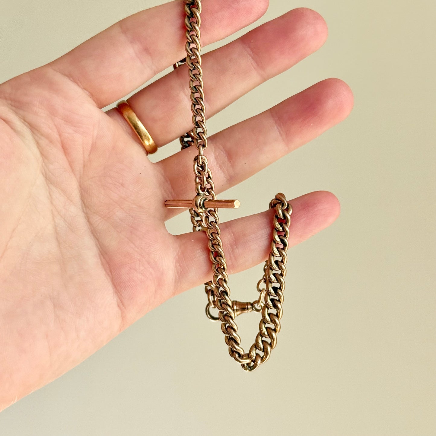 Miniature antique Albert Chain in 9 Carat Rose Gold; Circa 1895