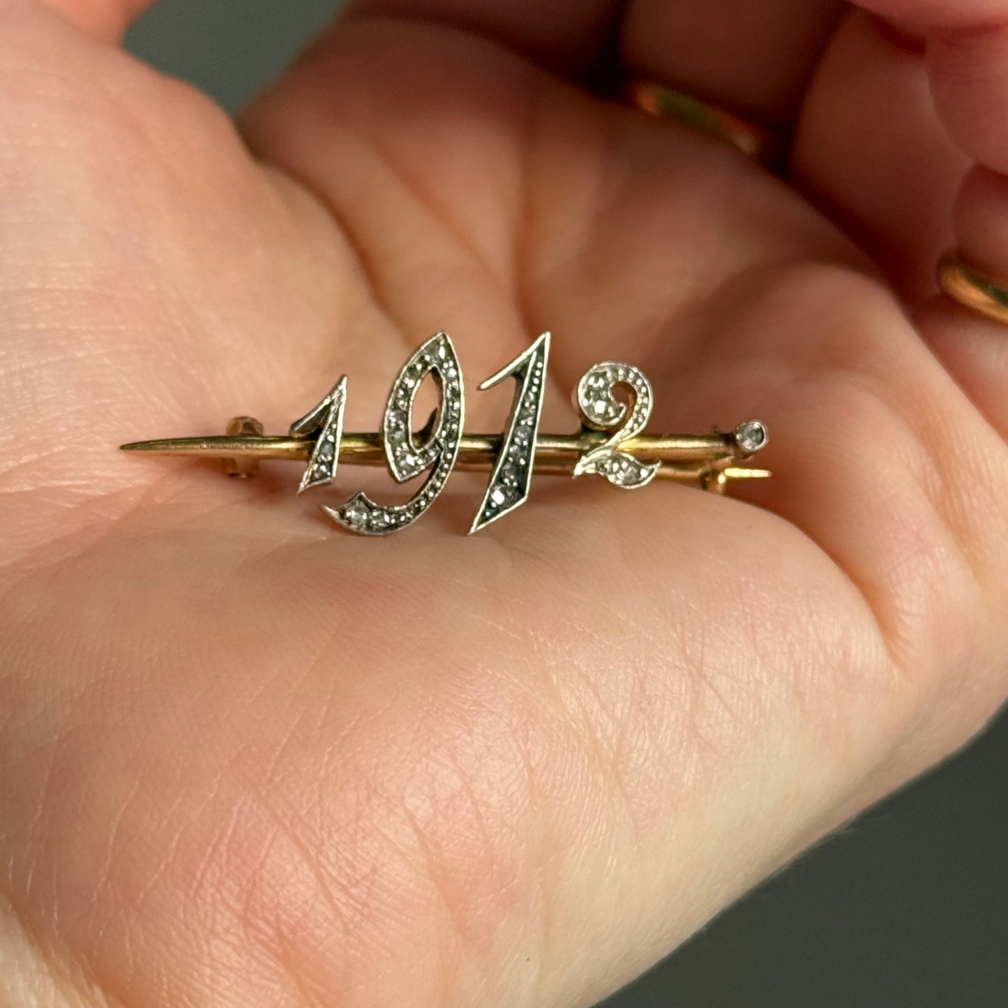 Antique Diamond Brooch in 18 Carat Gold with Box; Circa 1912