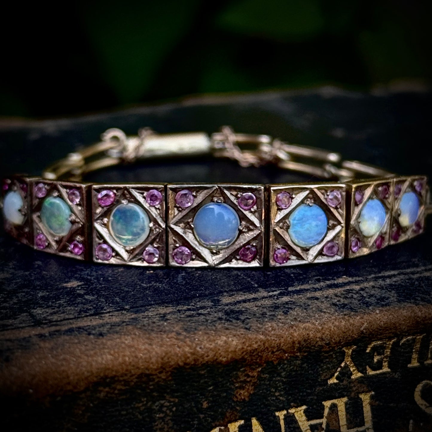 Vintage Opal & Ruby Bracelet in 5 Carat Gold