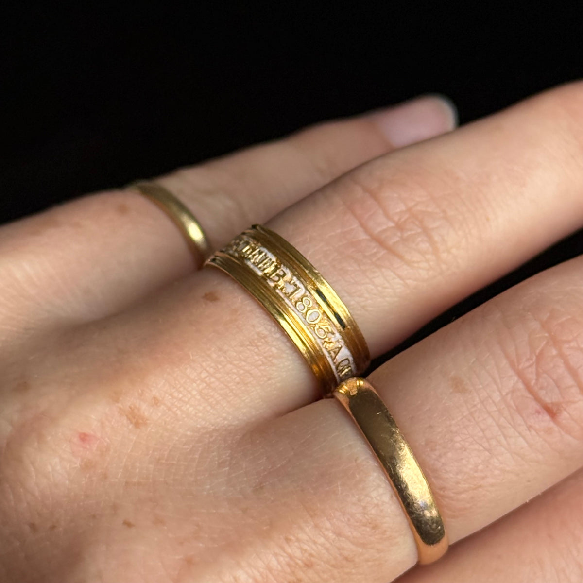 Antique Georgian Mourning Ring 22 Carat Gold; Circa 1805