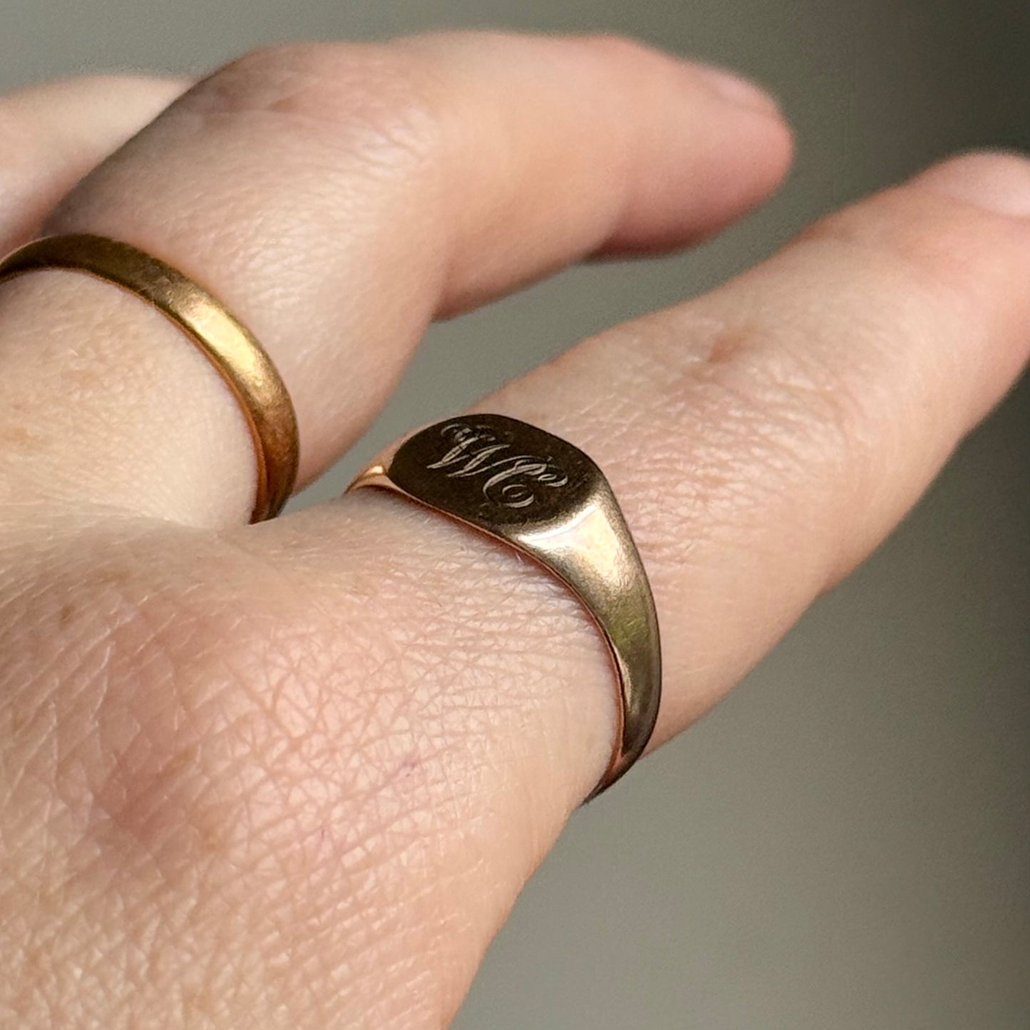 Antique Signet Ring in 9 Carat Rose Gold; Circa 1909