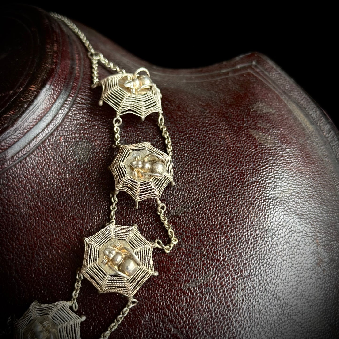 Late Victorian Filigree Spider Web Collar; Circa 1890