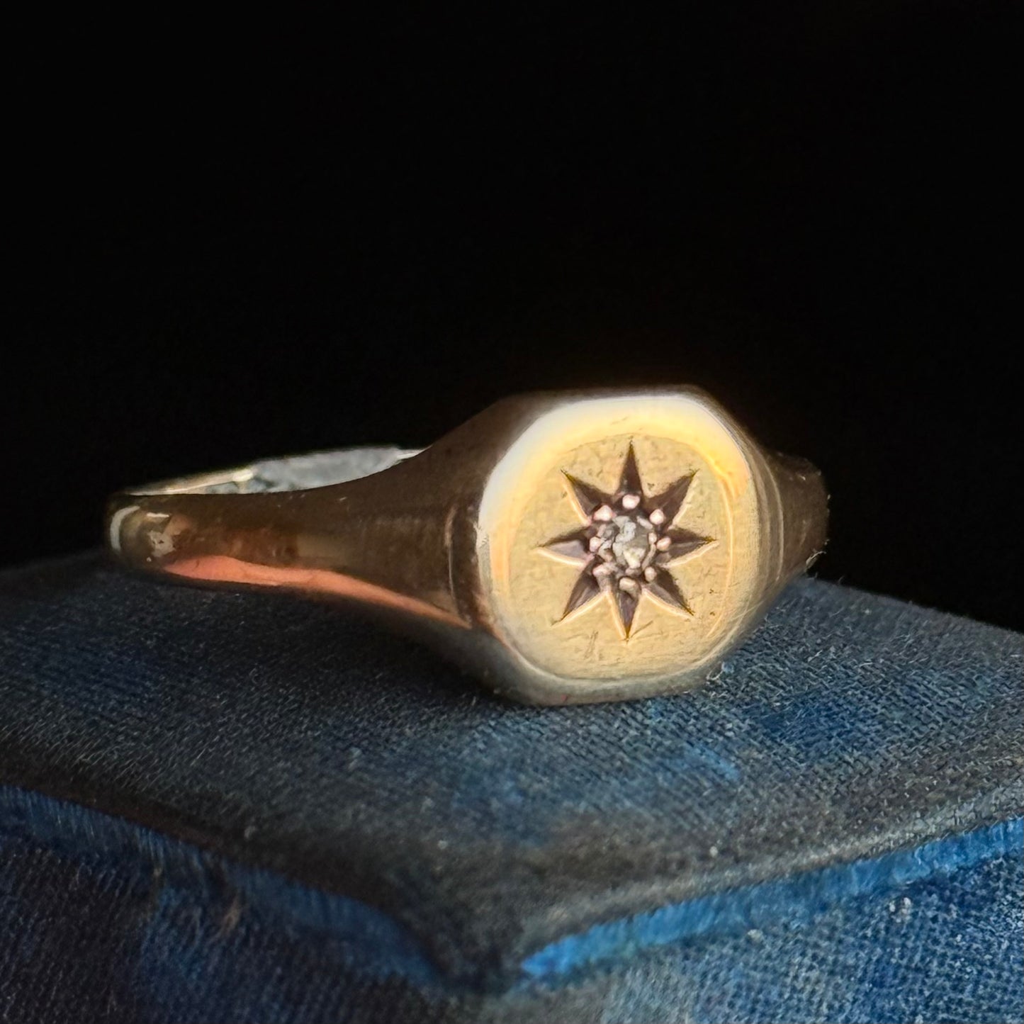 Vintage Diamond Signet Ring; Circa 1947