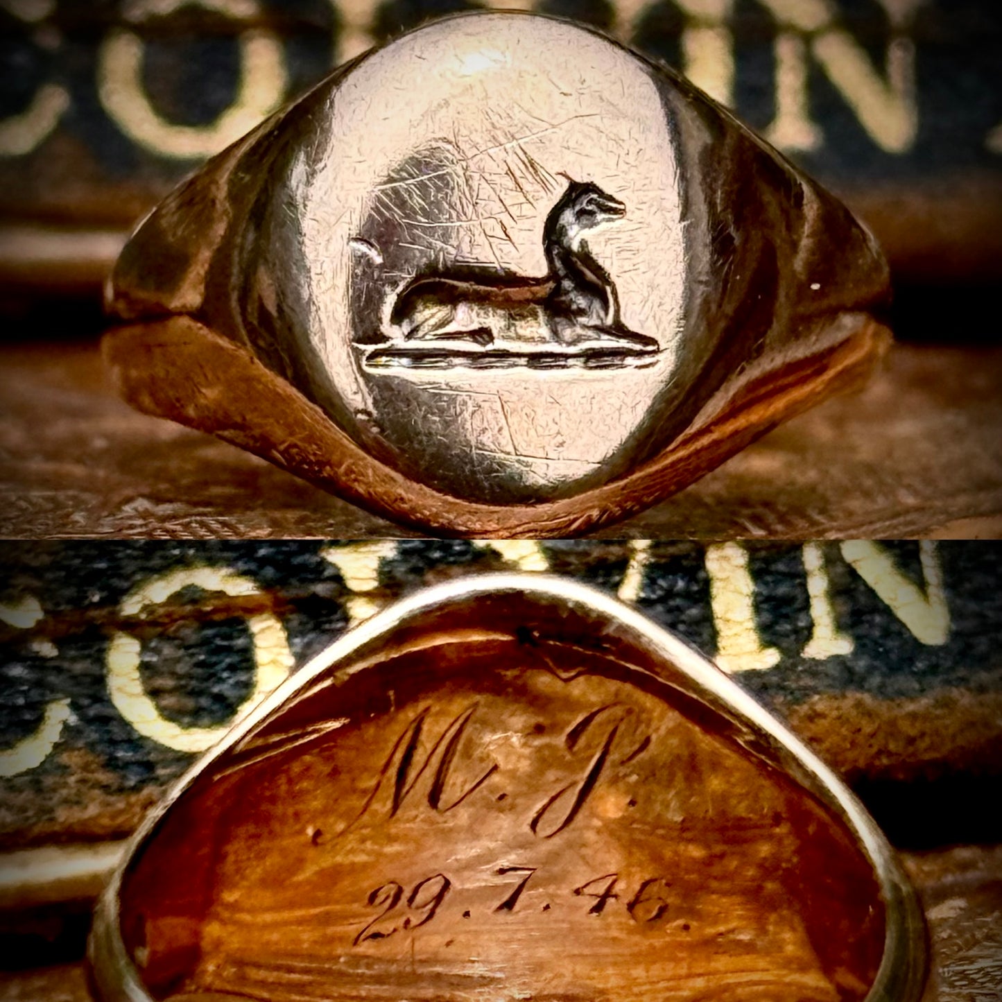 Vintage Heraldic Signet Ring in 9 Carat Rose Gold