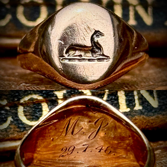 Vintage Heraldic Signet Ring in 9 Carat Rose Gold