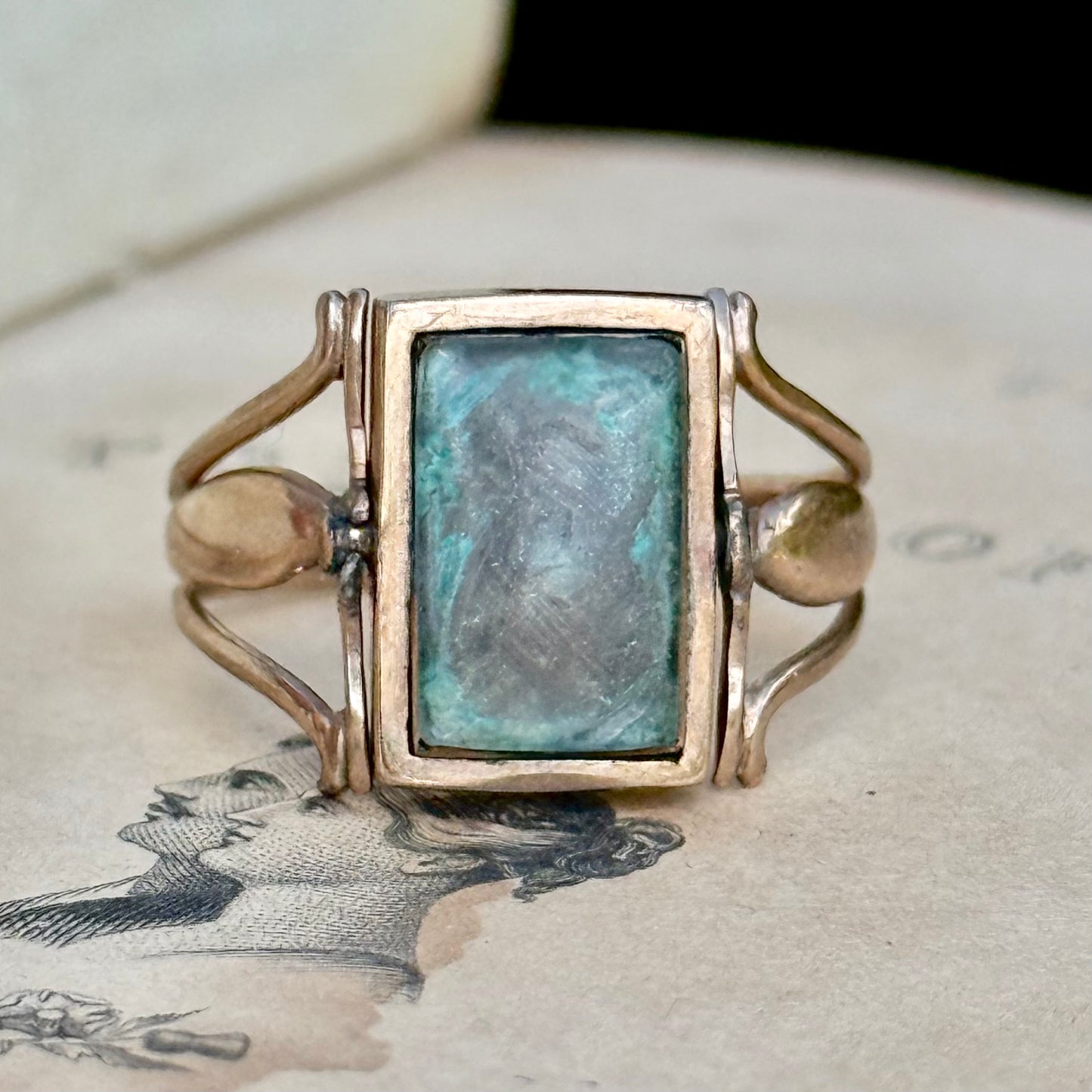Antique Georgian Mourning Swivel Ring; Circa 1830