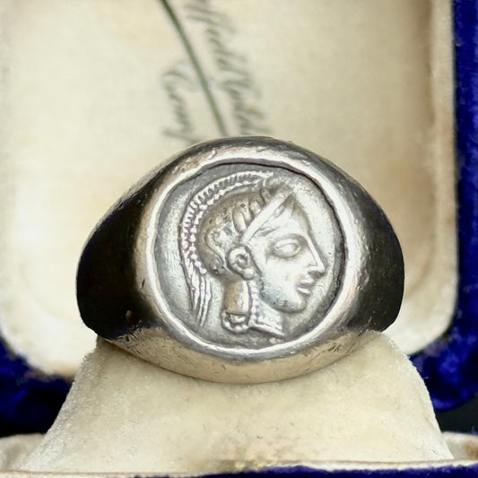 Vintage Silver Athenian Tetradrachm Ring; Circa 1890 (Copy)