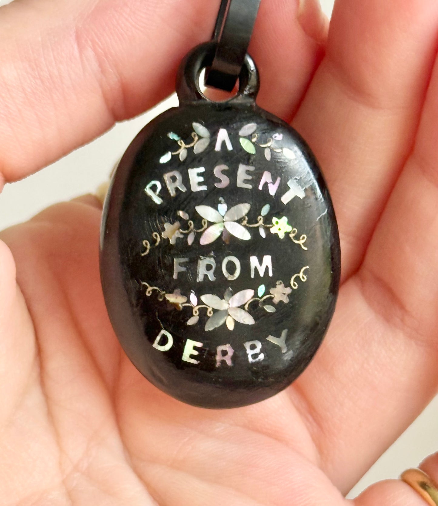 Victorian Derby Whitby Jet Pendant ; Circa 1870
