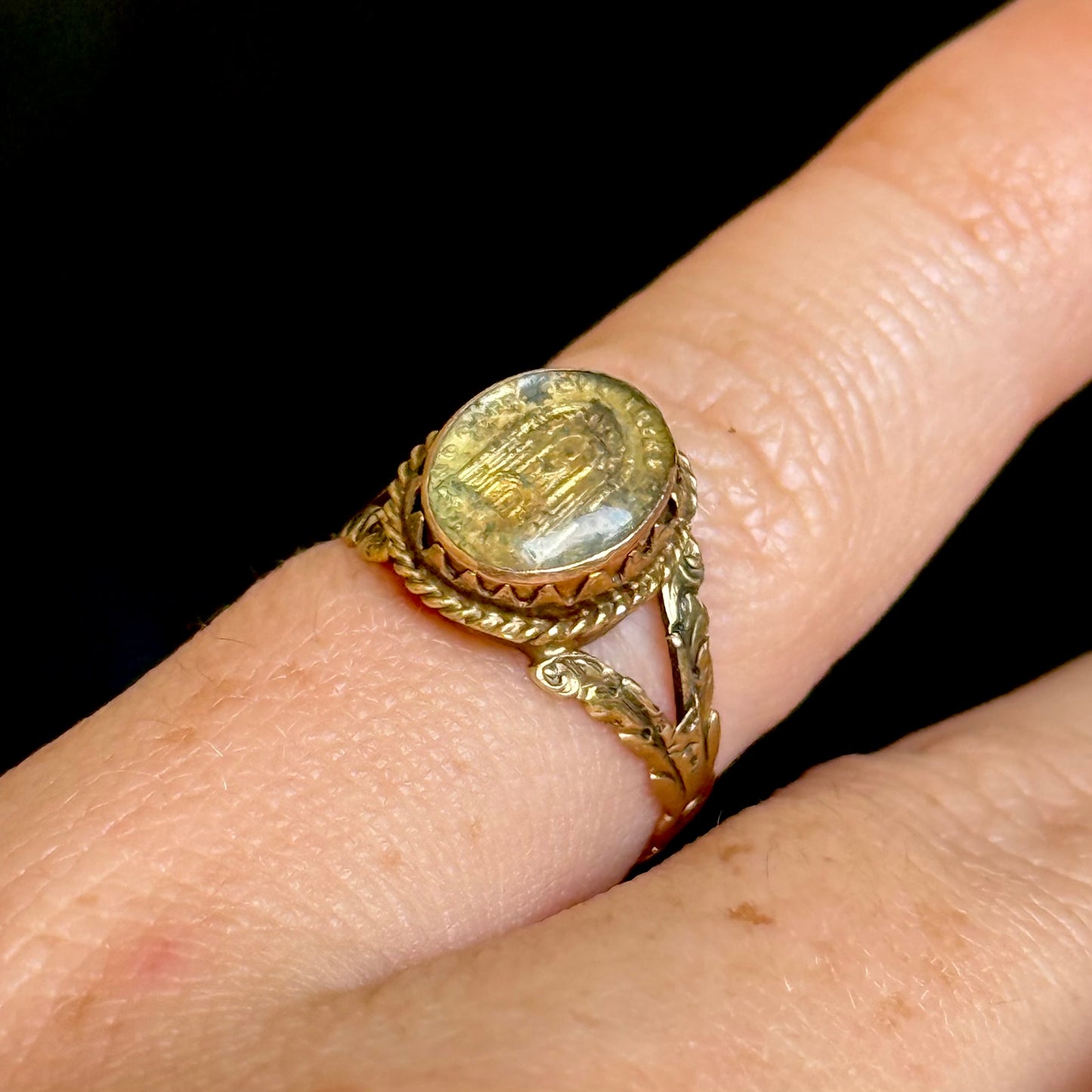 Victorian French Catholic Saints Medal Ring; Circa 1850