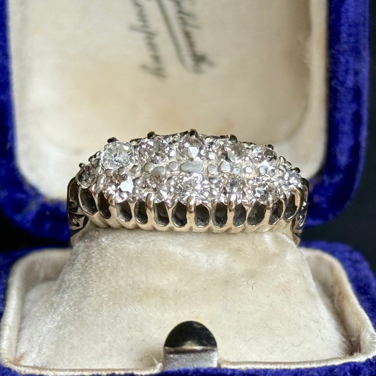 Antique Old Cut Diamond Double Row Boat Ring