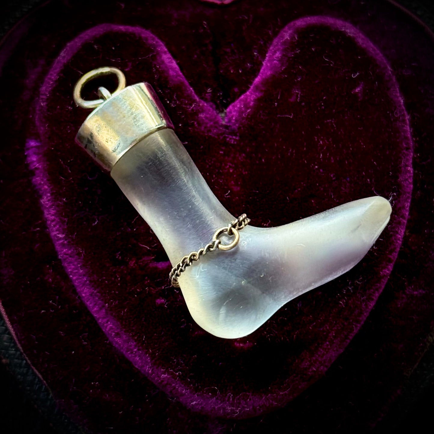 Antique Rock Crystal Foot Charm Pendant in Silver